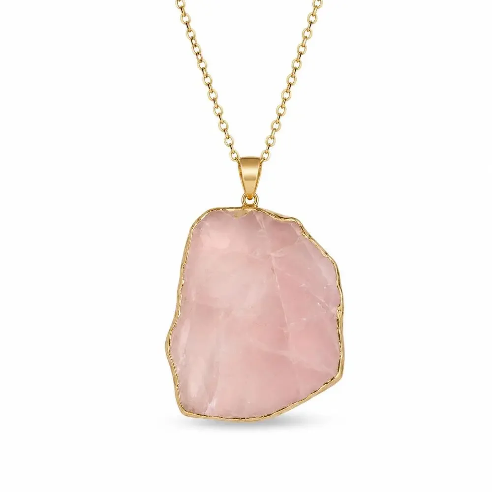 Blush Quartz Statement Pendant Necklace